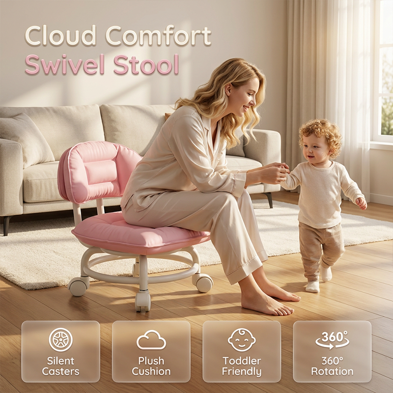 🪑 NU 50% KORTING! ☁️ Verrijdbare lage kruk met rugleuning – Stille wieltjes & wolkachtig comfort – Perfect voor kinderopvang, schoonmaken & ontspanning �