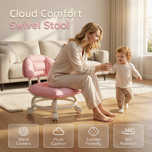 🪑 NU 50% KORTING! ☁️ Verrijdbare lage kruk met rugleuning – Stille wieltjes & wolkachtig comfort – Perfect voor kinderopvang, schoonmaken & ontspanning �