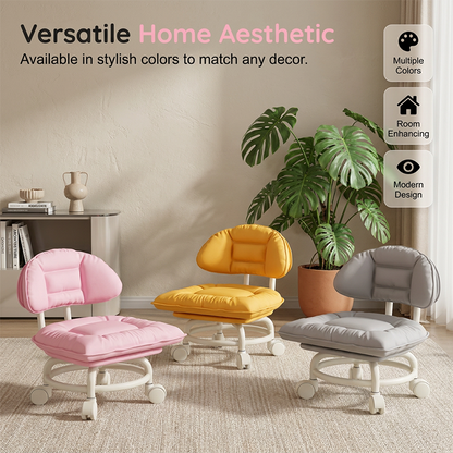🪑 NU 50% KORTING! ☁️ Verrijdbare lage kruk met rugleuning – Stille wieltjes & wolkachtig comfort – Perfect voor kinderopvang, schoonmaken & ontspanning �