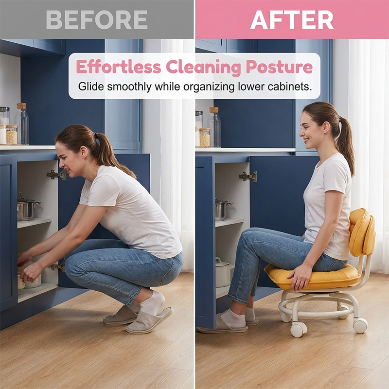 🪑 NU 50% KORTING! ☁️ Verrijdbare lage kruk met rugleuning – Stille wieltjes & wolkachtig comfort – Perfect voor kinderopvang, schoonmaken & ontspanning �
