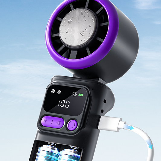 ❄️🌬️ 50% KORTING! Draagbare ventilator met ijskompressieplaat – verdampingskoeling, 3 snelheidsstanden en oplaadbare batterij – perfect voor warme dagen, op kantoor en buitenshuis ✨