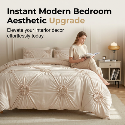 🛏️ Elegant Duvetovertrek met Luxe Plooidetails – Geef Je Slaapkamer een Warme Hoteluitstraling ✨