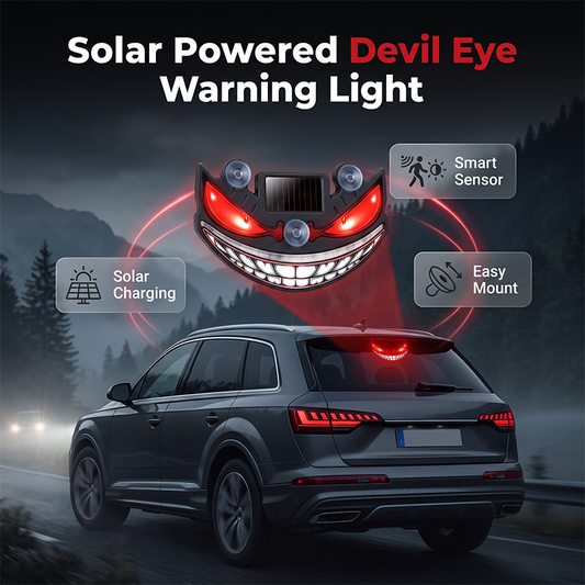 🔥 50% KORTING! 😈 Solar LED-waarschuwingslampje voor de auto „Teufelssauge“ ✨ Trillingssensor, opladen via USB en zonne-energie, universeel voor personenauto’s en vrachtwagens