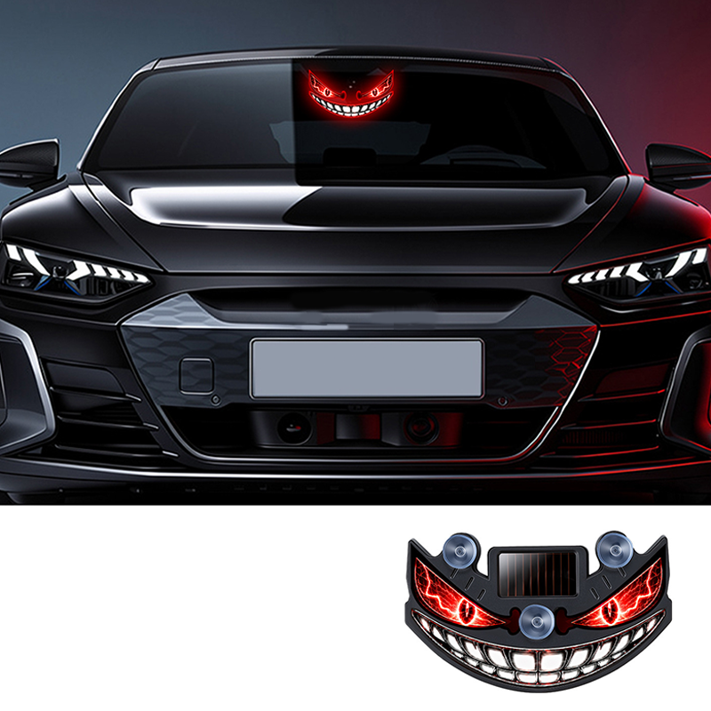 🔥 50% KORTING! 😈 Solar LED-waarschuwingslampje voor de auto „Teufelssauge“ ✨ Trillingssensor, opladen via USB en zonne-energie, universeel voor personenauto’s en vrachtwagens