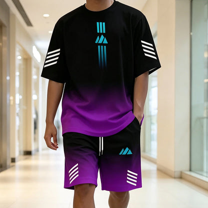 👕 NU 50% KORTING! ☀️ Zomerse T-shirt- en shorts-set voor heren – Design met kleurverloop, ademend en lichtgewicht – Perfect voor warme dagen en informele uitstapjes 🩳