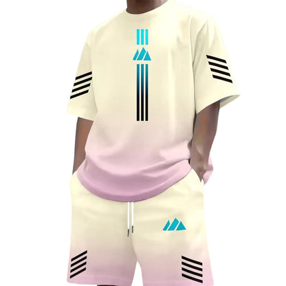 👕 NU 50% KORTING! ☀️ Zomerse T-shirt- en shorts-set voor heren – Design met kleurverloop, ademend en lichtgewicht – Perfect voor warme dagen en informele uitstapjes 🩳