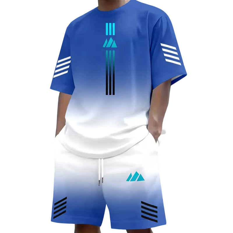 👕 NU 50% KORTING! ☀️ Zomerse T-shirt- en shorts-set voor heren – Design met kleurverloop, ademend en lichtgewicht – Perfect voor warme dagen en informele uitstapjes 🩳
