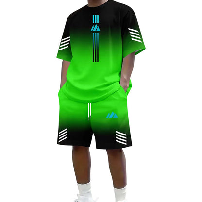 👕 NU 50% KORTING! ☀️ Zomerse T-shirt- en shorts-set voor heren – Design met kleurverloop, ademend en lichtgewicht – Perfect voor warme dagen en informele uitstapjes 🩳