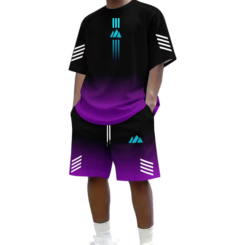 👕 NU 50% KORTING! ☀️ Zomerse T-shirt- en shorts-set voor heren – Design met kleurverloop, ademend en lichtgewicht – Perfect voor warme dagen en informele uitstapjes 🩳