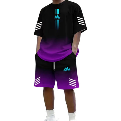 👕 NU 50% KORTING! ☀️ Zomerse T-shirt- en shorts-set voor heren – Design met kleurverloop, ademend en lichtgewicht – Perfect voor warme dagen en informele uitstapjes 🩳