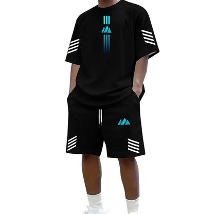 👕 NU 50% KORTING! ☀️ Zomerse T-shirt- en shorts-set voor heren – Design met kleurverloop, ademend en lichtgewicht – Perfect voor warme dagen en informele uitstapjes 🩳
