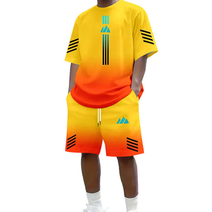 👕 NU 50% KORTING! ☀️ Zomerse T-shirt- en shorts-set voor heren – Design met kleurverloop, ademend en lichtgewicht – Perfect voor warme dagen en informele uitstapjes 🩳