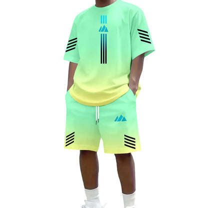 👕 NU 50% KORTING! ☀️ Zomerse T-shirt- en shorts-set voor heren – Design met kleurverloop, ademend en lichtgewicht – Perfect voor warme dagen en informele uitstapjes 🩳
