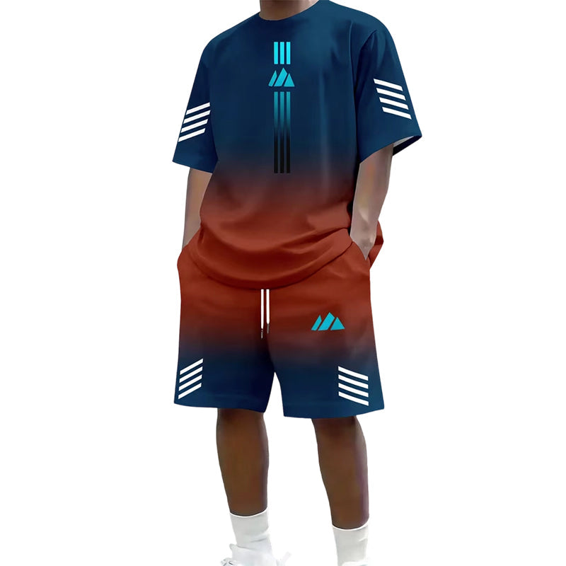 👕 NU 50% KORTING! ☀️ Zomerse T-shirt- en shorts-set voor heren – Design met kleurverloop, ademend en lichtgewicht – Perfect voor warme dagen en informele uitstapjes 🩳