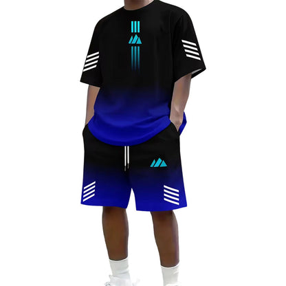👕 NU 50% KORTING! ☀️ Zomerse T-shirt- en shorts-set voor heren – Design met kleurverloop, ademend en lichtgewicht – Perfect voor warme dagen en informele uitstapjes 🩳