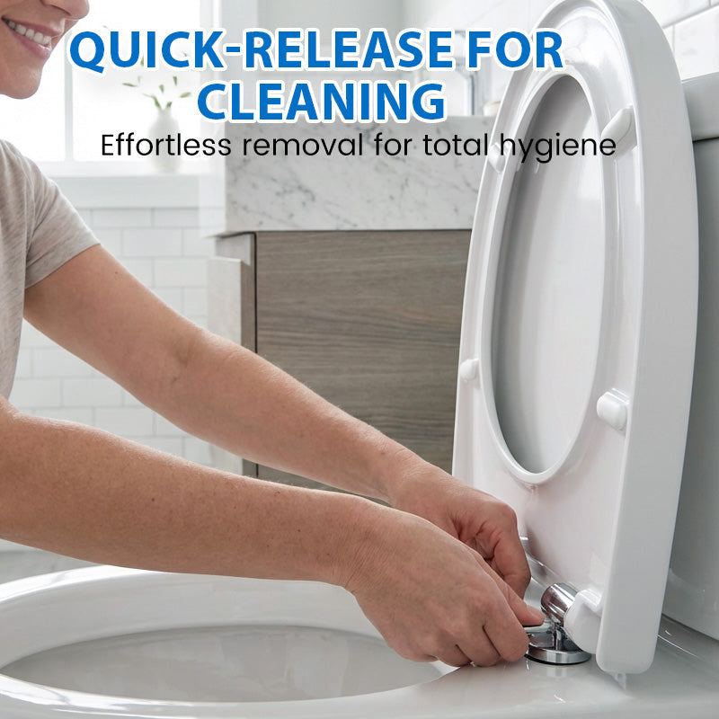 🚽💤 50% KORTING! Toiletbril met langzame sluiting – Geen geklap meer. Scharnieren met snelsluiting, eenvoudig te verwijderen. Geschikt voor U-, V- en O-vormen. Een rustgevende upgrade voor je badkamer! 🛁✅