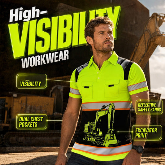 📢📢50% KORTING !! ⏰Casual herenshirt met Excavator-print