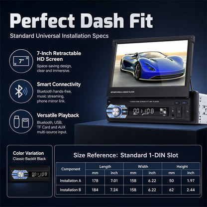 📻 Autoradio met touchscreen | 7-inch touchscreen · Bluetooth-handsfree · USB/SD/AUX · Achteruitrijcamera