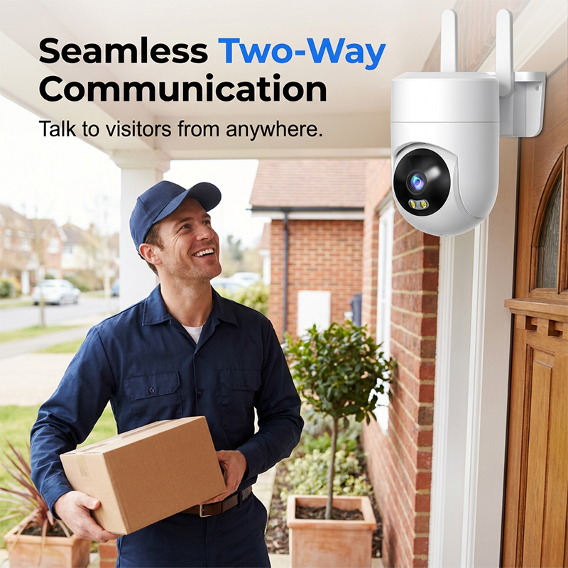 📹 Slimme beveiligingscamera met dubbele lens | Nauwkeurige persoonsdetectie dankzij dubbele lens · 360° panoramisch beeld · IP66 weerbestendig