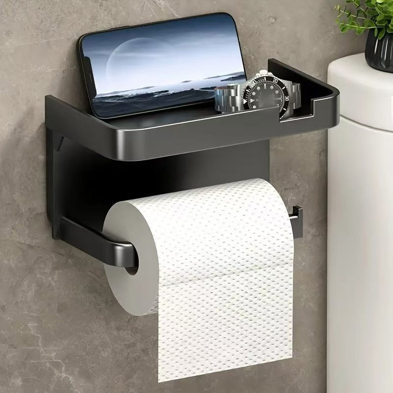 🚽 50% KORTING! 🧻 Wandgemonteerde toiletrolhouder met plank – PP – Boren niet nodig & waterdicht voor de badkamer