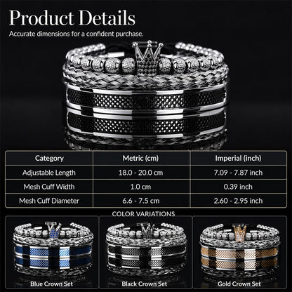 👑 50% KORTING! 💎 3-delige armbandenset voor heren met kroonmotief – Luxe uitstraling, duurzaam en veelzijdig – Perfect voor dagelijks gebruik en speciale gelegenheden ✨