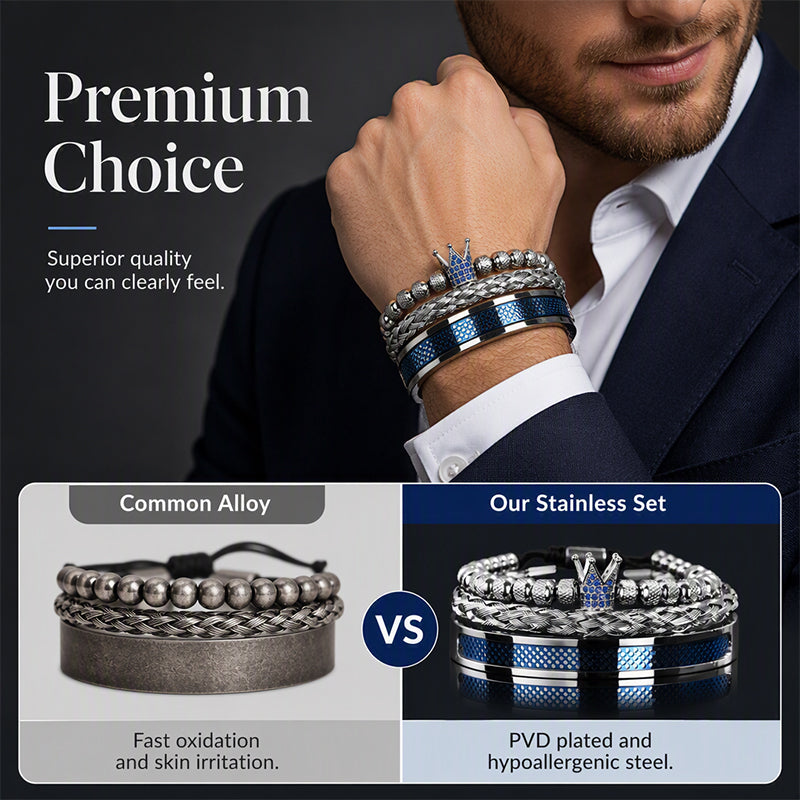 👑 50% KORTING! 💎 3-delige armbandenset voor heren met kroonmotief – Luxe uitstraling, duurzaam en veelzijdig – Perfect voor dagelijks gebruik en speciale gelegenheden ✨