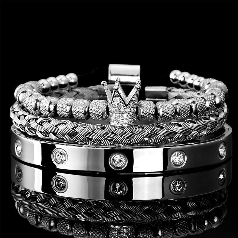 👑 50% KORTING! 💎 3-delige armbandenset voor heren met kroonmotief – Luxe uitstraling, duurzaam en veelzijdig – Perfect voor dagelijks gebruik en speciale gelegenheden ✨