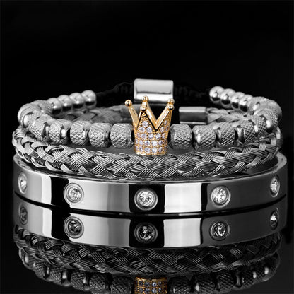 👑 50% KORTING! 💎 3-delige armbandenset voor heren met kroonmotief – Luxe uitstraling, duurzaam en veelzijdig – Perfect voor dagelijks gebruik en speciale gelegenheden ✨
