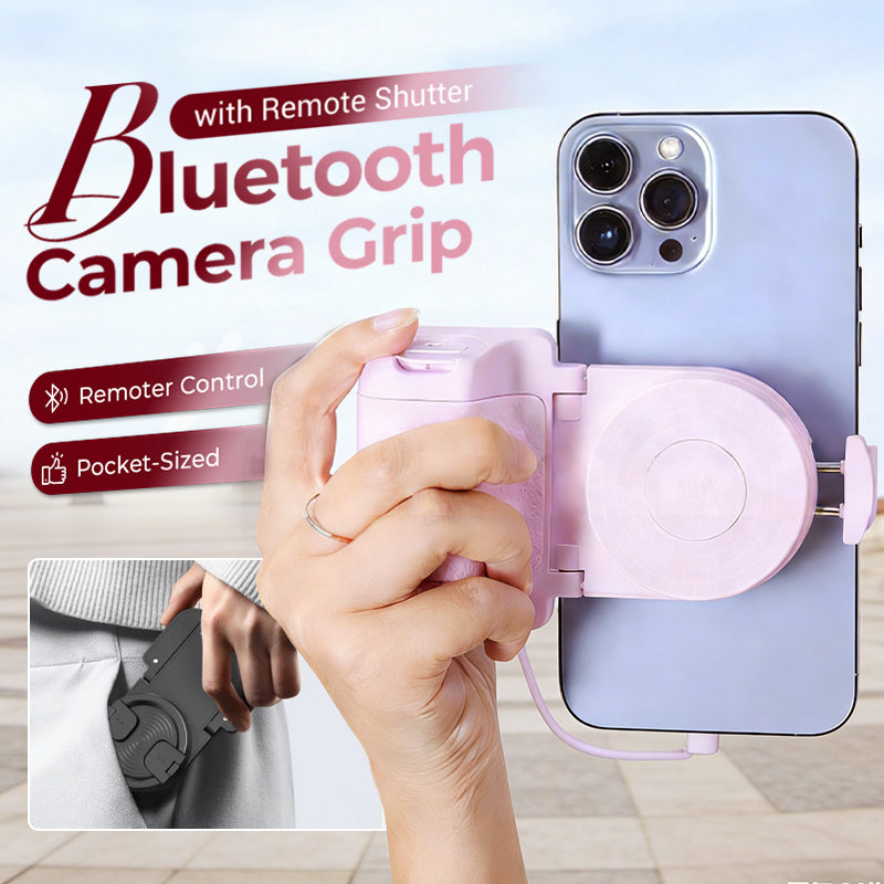 📸 Multifunctionele handgreep voor smartphonefotografie | Trillingsdempende greep · 180° draaibaar voor het wisselen tussen liggend en staand formaat · Kan worden ingeklapt tot een bureauhouder