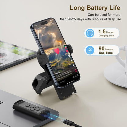 📸 Multifunctionele handgreep voor smartphonefotografie | Trillingsdempende greep · 180° draaibaar voor het wisselen tussen liggend en staand formaat · Kan worden ingeklapt tot een bureauhouder