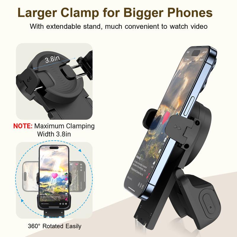 📸 Multifunctionele handgreep voor smartphonefotografie | Trillingsdempende greep · 180° draaibaar voor het wisselen tussen liggend en staand formaat · Kan worden ingeklapt tot een bureauhouder