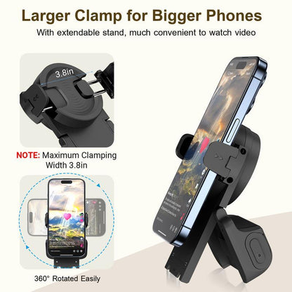📸 Multifunctionele handgreep voor smartphonefotografie | Trillingsdempende greep · 180° draaibaar voor het wisselen tussen liggend en staand formaat · Kan worden ingeklapt tot een bureauhouder