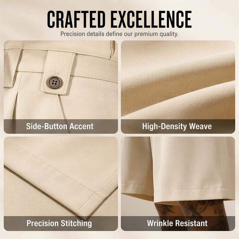 👔 50% KORTING! 🩳 Korte herenpakbroek met wijde pijpen in casual stijl – Comfortabele kleding voor dagelijks gebruik