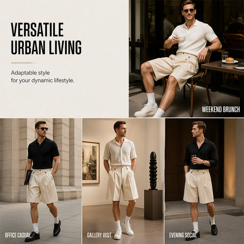 👔 50% KORTING! 🩳 Korte herenpakbroek met wijde pijpen in casual stijl – Comfortabele kleding voor dagelijks gebruik