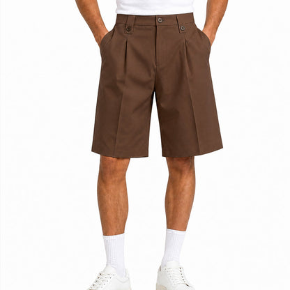 👔 50% KORTING! 🩳 Korte herenpakbroek met wijde pijpen in casual stijl – Comfortabele kleding voor dagelijks gebruik