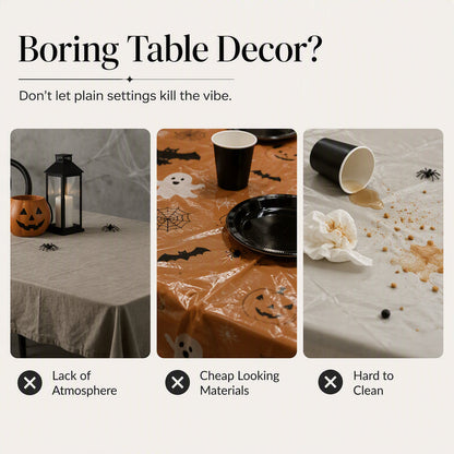 🎃TIJDELIJKE AANBIEDING: 50% KORTING! ⏰Set met tafelkleed en placemats met griezelige Halloween-motieven