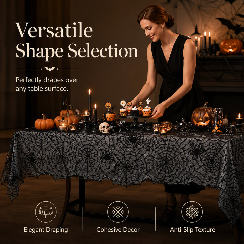 🎃TIJDELIJKE AANBIEDING: 50% KORTING! ⏰Set met tafelkleed en placemats met griezelige Halloween-motieven