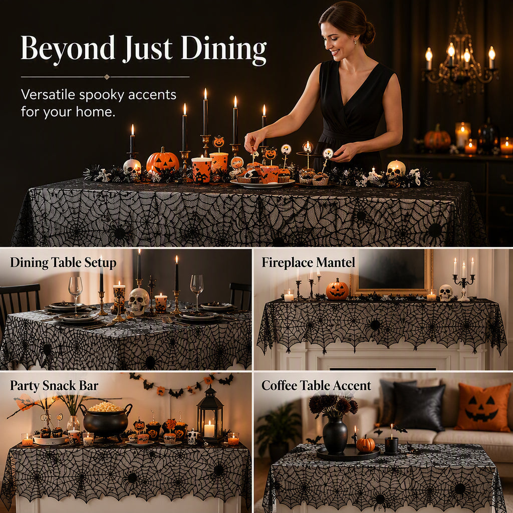 🎃TIJDELIJKE AANBIEDING: 50% KORTING! ⏰Set met tafelkleed en placemats met griezelige Halloween-motieven