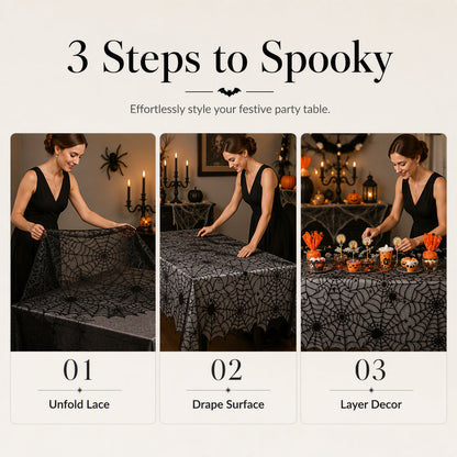 🎃TIJDELIJKE AANBIEDING: 50% KORTING! ⏰Set met tafelkleed en placemats met griezelige Halloween-motieven