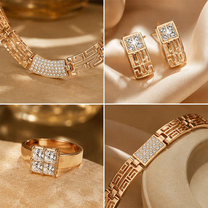 💎50% KORTING! 📿 Elegante 4-delige set sieraden met strass, glanzend ontwerp 💛