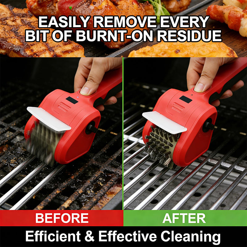 🧹 NU 50% KORTING! 🔥 Reiniger voor elektrische grills – roterende borstel met 700 tpm, snoerloos en verwisselbare opzetstukken 🥩