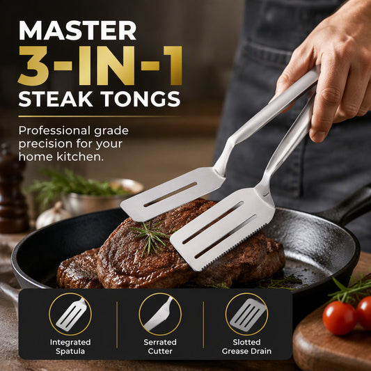 Roestvrijstalen Steak Tang – Gekartelde Rand voor Stevige Grip | Voor Steak, BBQ & Keuken