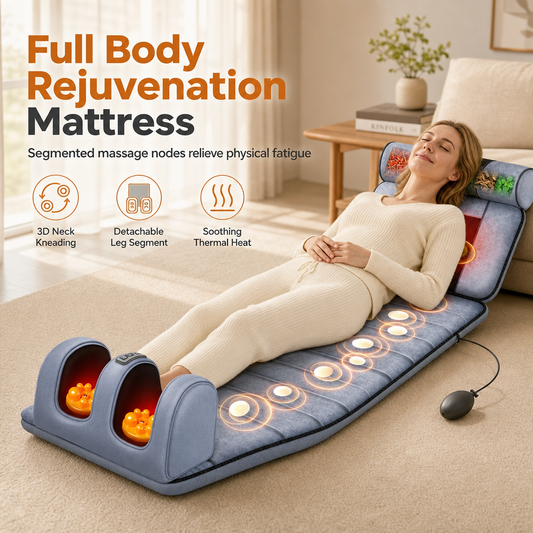 Elektrisch opvouwbaar massagematras met nekrollen, trillingen, warmte en beenmassage voor ontspanning van het hele lichaam