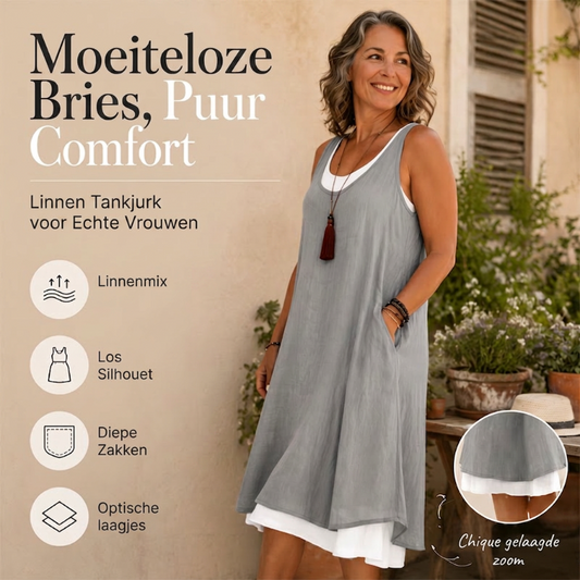 ⏰LAATSTE DAG VAN DE UITVERKOOP 50% KORTING💃Casual, loszittende, mouwloze tanktopjurk voor dames in tweedelige stijl