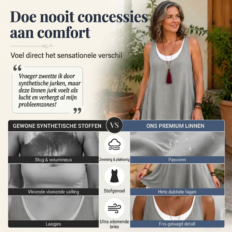 ⏰LAATSTE DAG VAN DE UITVERKOOP 50% KORTING💃Casual, loszittende, mouwloze tanktopjurk voor dames in tweedelige stijl
