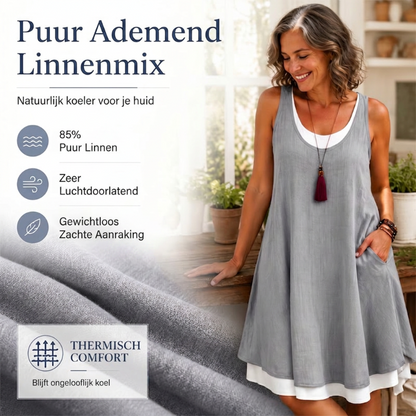⏰LAATSTE DAG VAN DE UITVERKOOP 50% KORTING💃Casual, loszittende, mouwloze tanktopjurk voor dames in tweedelige stijl