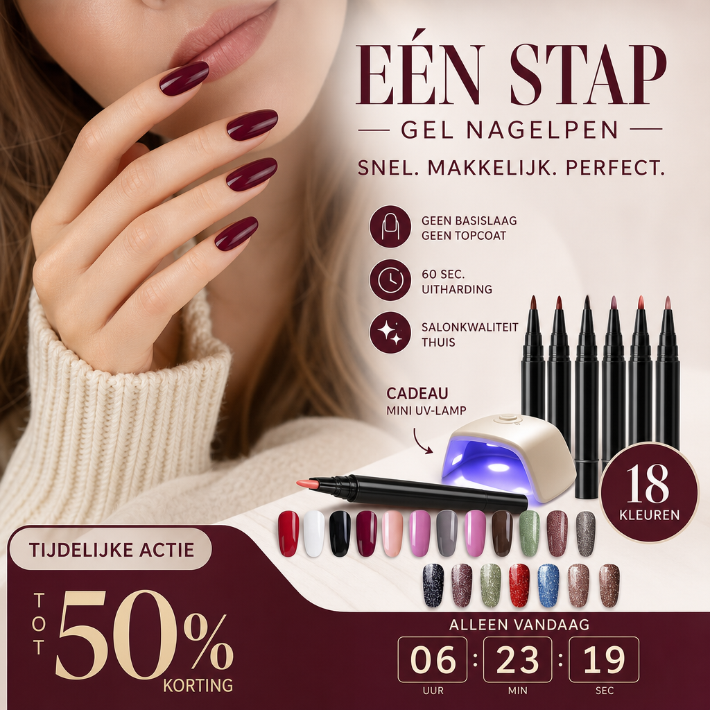💅 KOOP 1, KRIJG 1 GRATIS! ✨ One Step Nail Gel Pen – Inclusief gratis mini UV-nagellamp – Geen basis- of topcoat nodig – perfect voor doe-het-zelf manicures onderweg 🎨💡✨