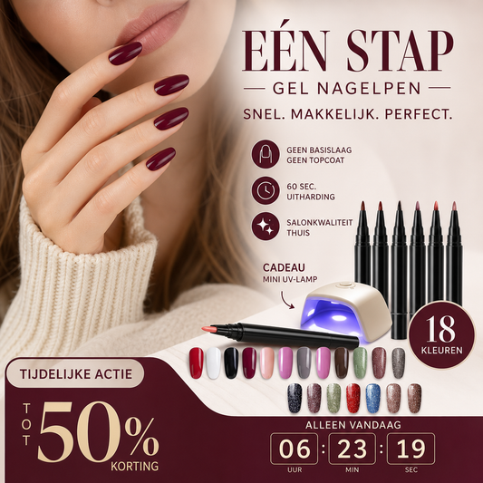 💅 KOOP 1, KRIJG 1 GRATIS! ✨ One Step Nail Gel Pen – Inclusief gratis mini UV-nagellamp – Geen basis- of topcoat nodig – perfect voor doe-het-zelf manicures onderweg 🎨💡✨